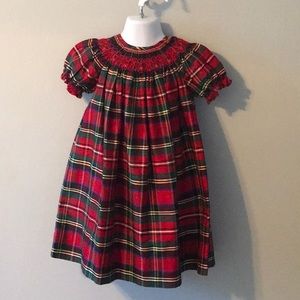 Strasburg Christmas plaid smocked dress